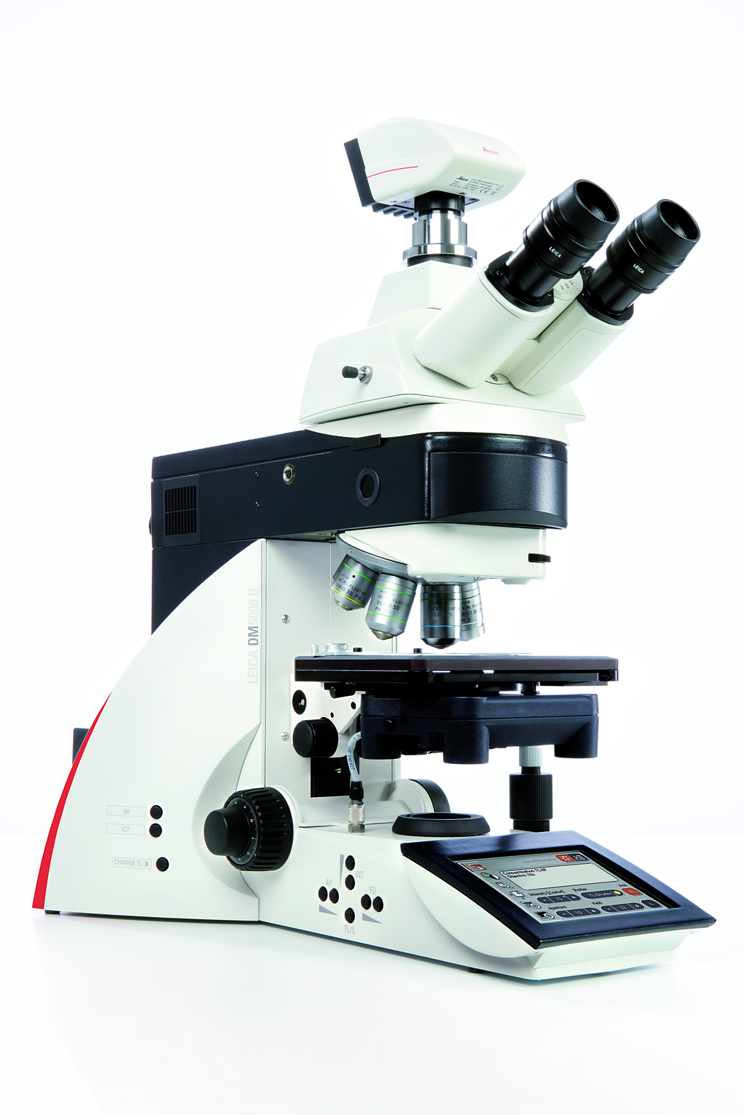 O Leica DM5000 B intuitivo e automatizado, ideal para estudos morfológicos e pesquisa de células vivas, é fácil de usar