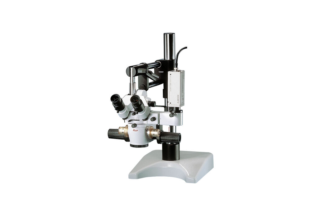 Microscopio chirurgico da tavolo Leica M651 MSD per esercitazioni di microchirurgia.