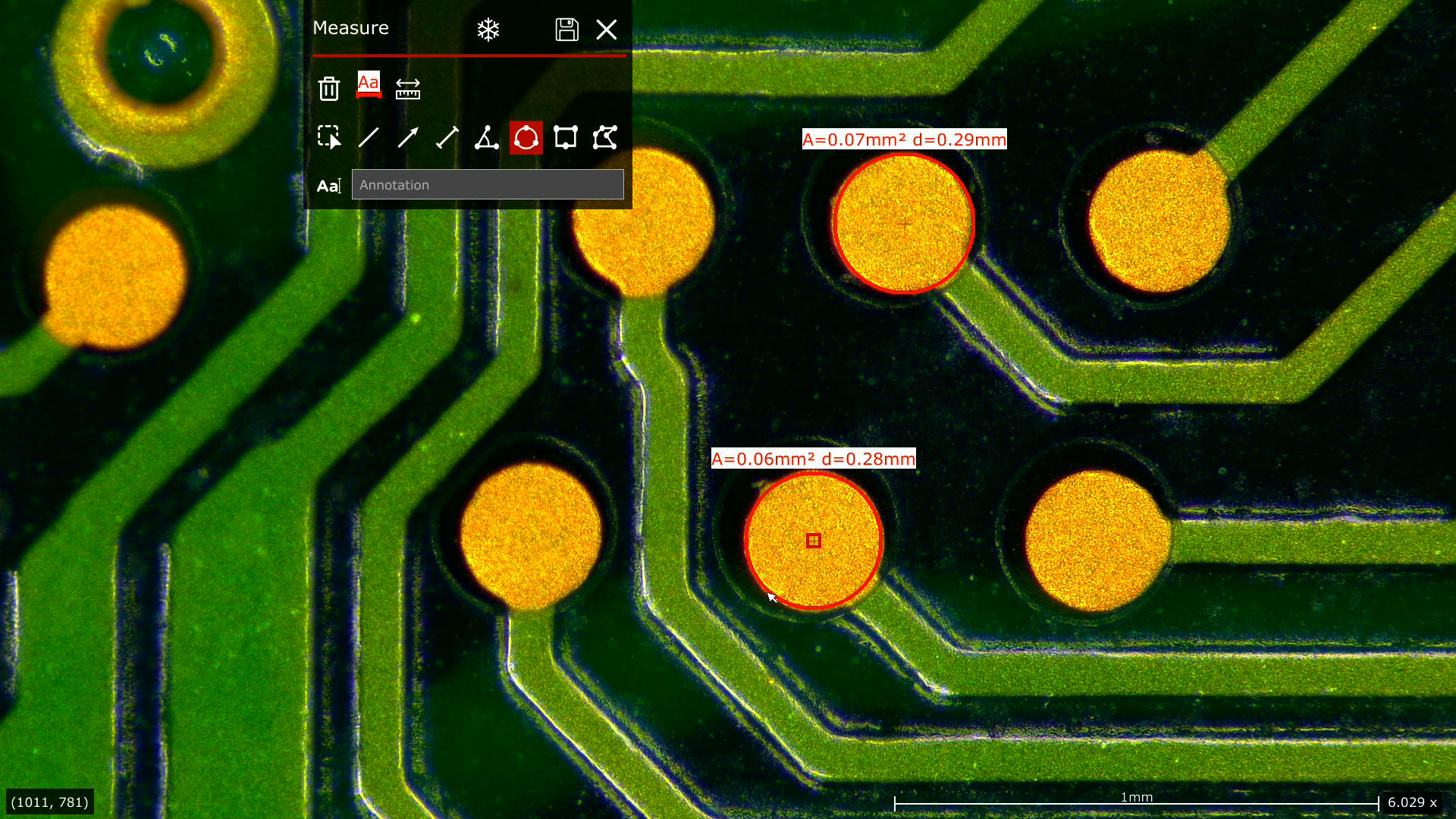 Mesures de surface et de distance